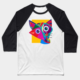 Funny Fox - Cool Colorful Funky Geometric Cute Animal Design Baseball T-Shirt